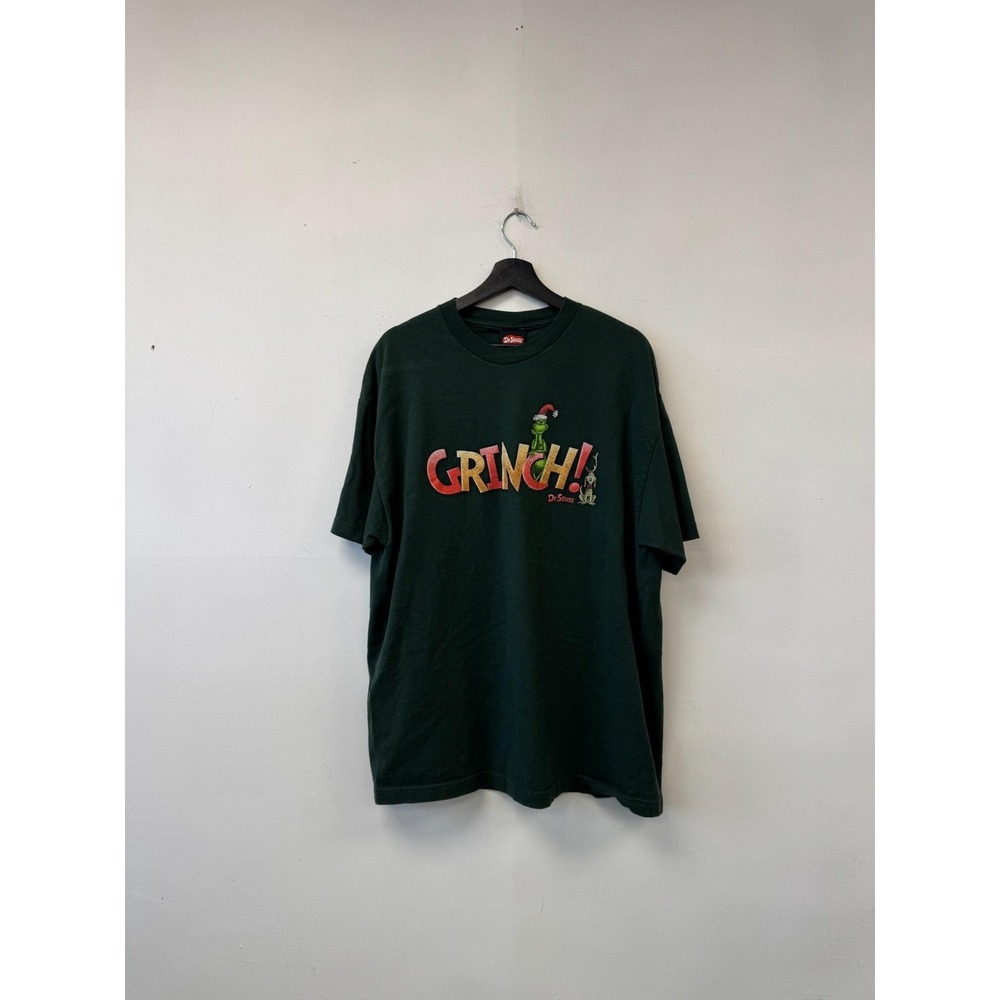 VTG Dr Seuss Grinch Shirt Mens Large Green Christmas Holiday Graphic T-Shirt Tee